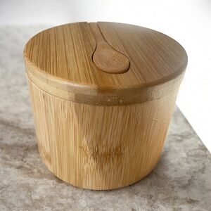 Bamboo Salt Box with Swivel Lid and Spoon